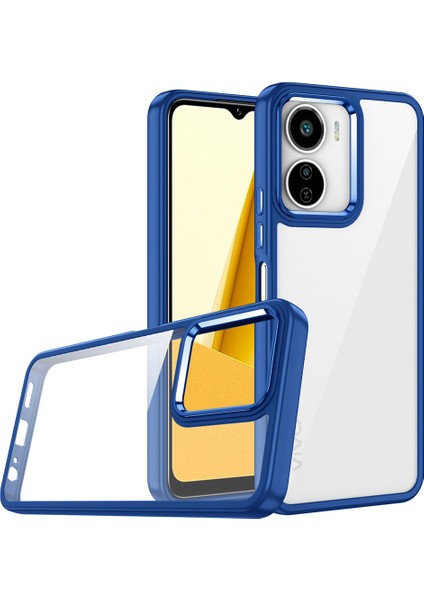 Vivo Y16 Kılıf Omsy Flora Kapak-Lacivert