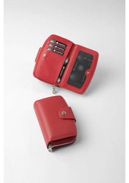 Orta Boy Çıt Çıt Detaylı Kadın Cüzdan/portföy - 65300 - Kırmızı fırsatları
