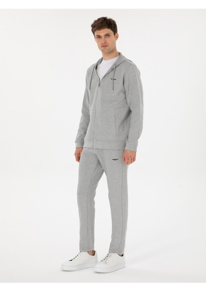 Erkek Gri Melanj Slim Fit Pamuk Karışımlı Eşofman Altı 50309835-VR086