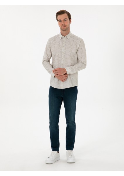 Erkek Bej Slim Fit % 100 Pamuk Gömlek 50310525-VR110 fırsatları