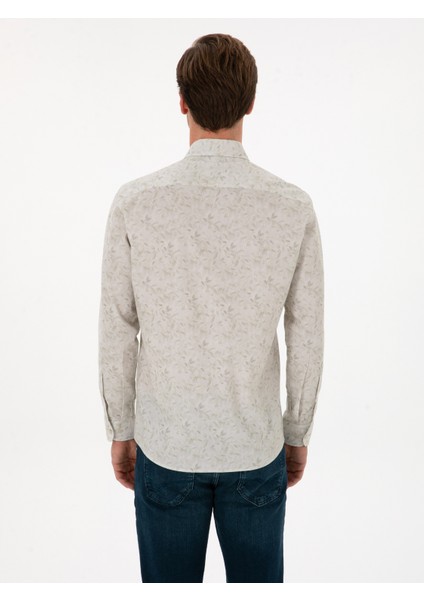 Erkek Bej Slim Fit % 100 Pamuk Gömlek 50310525-VR110 indirimleri