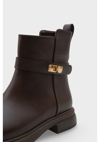 Kadın Tokalı Yandan Fermuarlı Günlük Bot Moley Kahve modelleri