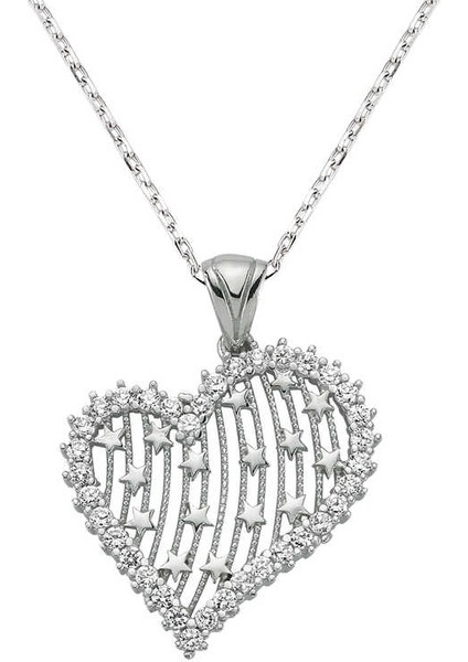 925 Ayar Gümüş Kalpli Kadın Gümüş Kolye PND47138026