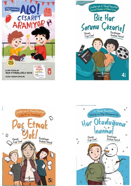 Alo Cesaret Aranıyor Pes Etmek Yok Biz Her Sorunu Çözeriz Her Okuduğuna Inanma 4 Kitap Set 7+