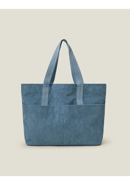 Kadife Alışveriş Çantası Mavi