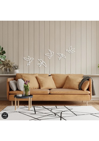 Dekoratif 5’li Kuş Metal Duvar Tablosu - Modern Duvar Dekoru fiyatları