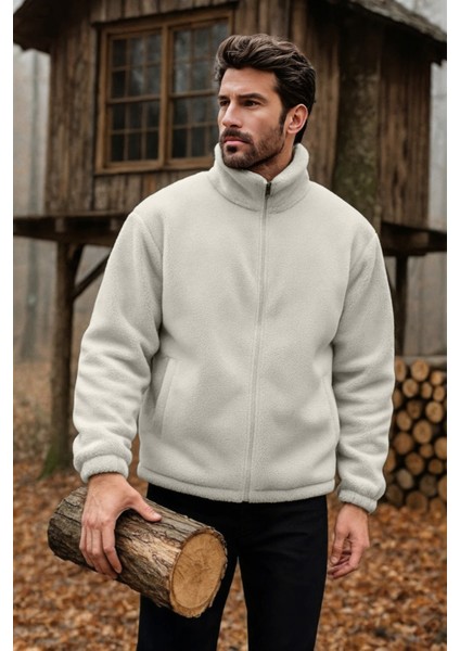Erkek Pro Termal Iç Dış Sherpa Sonbahar Kış Tam Fermuarlı Peluş Sweatshirt