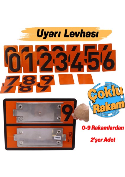 Adr 40X30 cm Manuel Değiştirilebilir Tehlikeli Madde Uyarı Levhası Çoklu Rakam 0-9 Arası Rakamlar modelleri