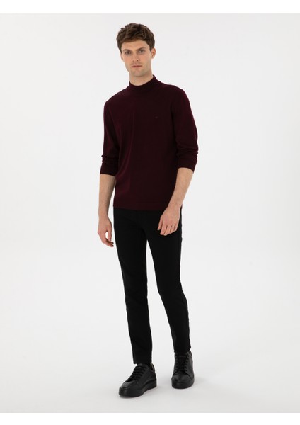 Erkek Açık Bordo Slim Fit Yün Karışımlı Yarım Balıkçı Basic Triko Kazak 50315296-VR263 fırsatları