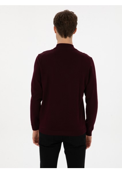 Erkek Açık Bordo Slim Fit Yün Karışımlı Yarım Balıkçı Basic Triko Kazak 50315296-VR263 indirimleri