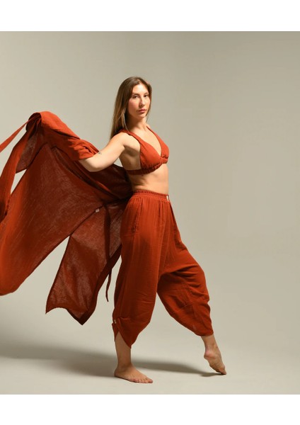 Organik Pamuk Baggy Şalvar Pantolon Yoga Pantolonu