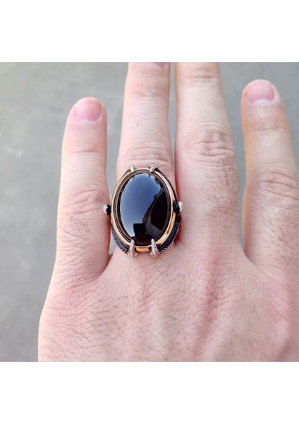 925 Ayar Gümüş Siyah Oniks Taşlı Kartal Pençesi Erkek Yüzük modelleri