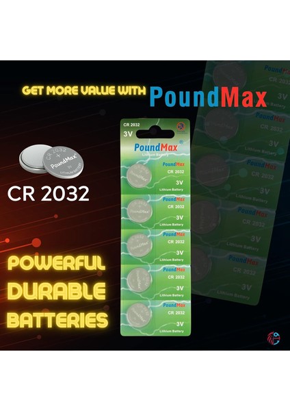 20 Adet CR2032,DL2032 3V Poundmax Lityum Düğme Pil,airtag,araba Anahtarlık,uzak Kumandalı Araba,terazi ve Tıbbi Cihazlar ile Uyumlu fırsatları