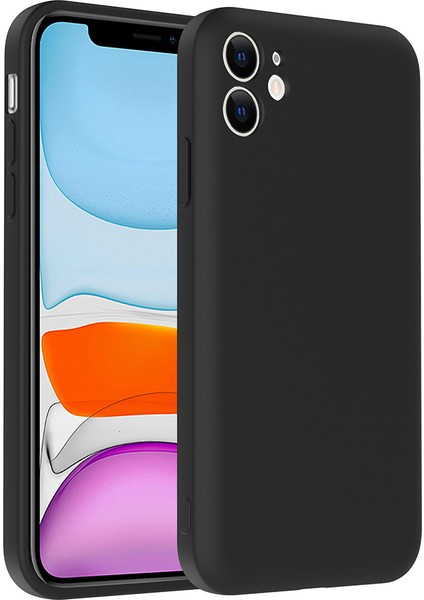 iPhone 11 Kılıf Kamera Korumalı Kartlık Hazneli Omsy Vitra Kapak - Siyah