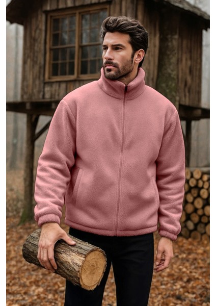 Erkek Pro Termal Iç Dış Sherpa Sonbahar Kış Tam Fermuarlı Peluş Sweatshirt
