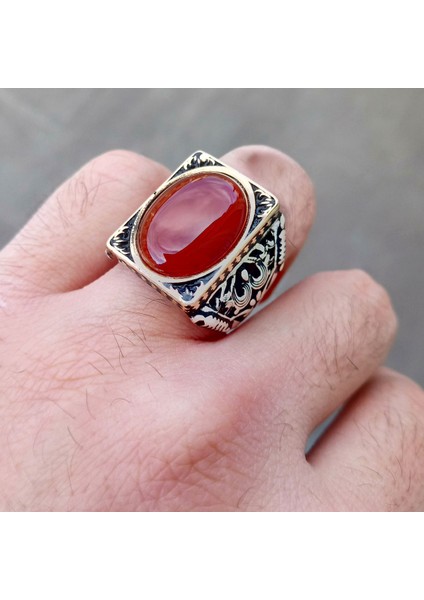 925 Ayar Gümüş Akik Taşlı Erkek Yüzük modelleri