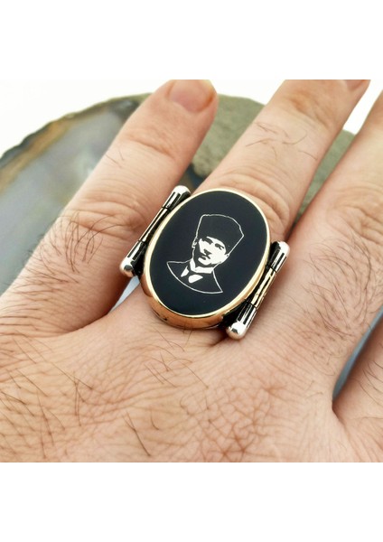 925 Ayar Gümüş Mustafa Kemal Atatürk Işlemeli Erkek Yüzük fiyatları