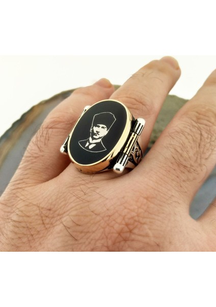 925 Ayar Gümüş Mustafa Kemal Atatürk Işlemeli Erkek Yüzük modelleri