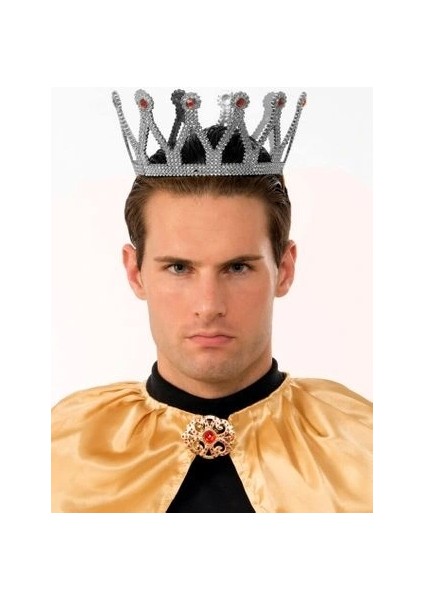 Gümüş Renk Çocuk ve Yetişkin Uyumlu Kral Tacı (5047)
