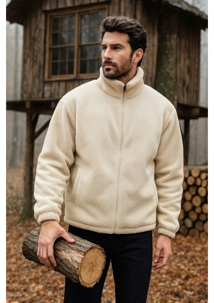 Erkek Pro Termal Iç Dış Sherpa Sonbahar Kış Tam Fermuarlı Peluş Sweatshirt