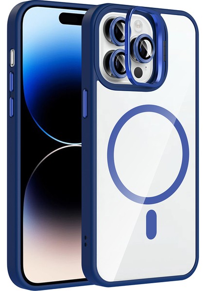 iPhone 14 Pro Max Kılıf Standlı ve Kamera Lens Hediyeli M-Safe Şarj Özellikli Omsy Etro Kapak - Pemb fiyatları