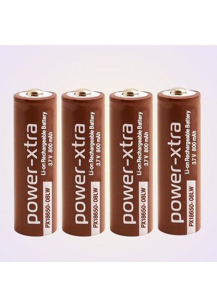 4 Adet 18650-08LW Kahverengi Şarjlı Batarya Pil 3.7V 1200MAH Li-Ion Uzun Ömürlü Şarj Edilir