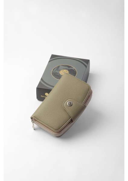 Orta Boy Çıt Çıt Detaylı Kadın Cüzdan/portföy - 65300 - Haki/vizon indirimleri