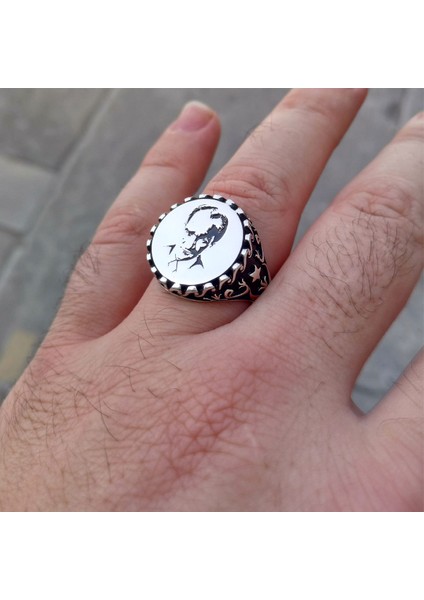 Mustafa Kemal Atatürk Işlemeli Erkek Gümüş Yüzük modelleri