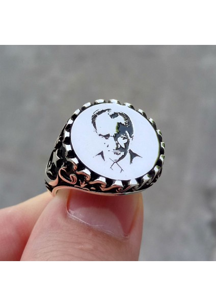 Mustafa Kemal Atatürk Işlemeli Erkek Gümüş Yüzük fırsatları