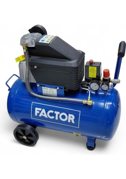 Factor ZB2550 Hava Kompresörü 2.5 Hp 50 Litre Tank 8 Bar Sanayi Tipi Güçlü Endüstriyel Kompresör