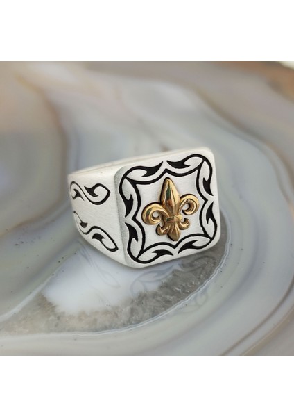 925 Ayar Gümüş Fleur De Lis Erkek Yüzük