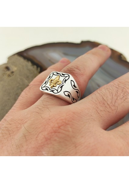 925 Ayar Gümüş Fleur De Lis Erkek Yüzük modelleri