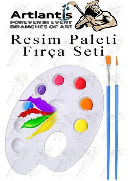 Resim Paleti ve Resim Fırça Seti 1 Paket Artlantis Ressam Paleti Boyama Fırçası Akrilik Boya Guaj Boya Suluboya
