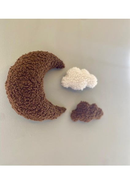 Çocuk Odası Dekorasyonu Ay ve Bulut 3lü Set Bebek Odası Peluş Duvar Dekoru