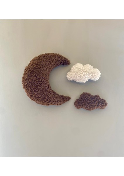 Çocuk Odası Dekorasyonu Ay ve Bulut 3lü Set Bebek Odası Peluş Duvar Dekoru fiyatları