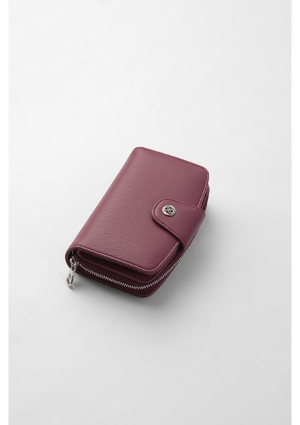 Orta Boy Çıt Çıt Detaylı Kadın Cüzdan/portföy - 65300 - Mürdüm fiyatları