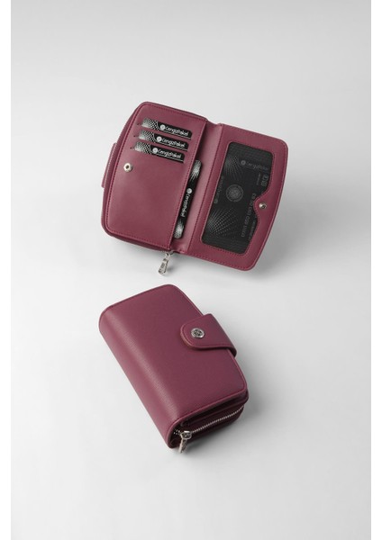 Orta Boy Çıt Çıt Detaylı Kadın Cüzdan/portföy - 65300 - Mürdüm fırsatları