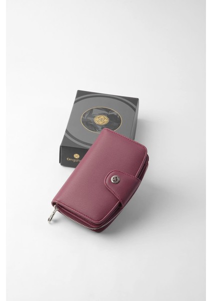 Orta Boy Çıt Çıt Detaylı Kadın Cüzdan/portföy - 65300 - Mürdüm indirimleri