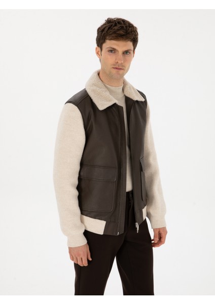 Erkek Kahverengi Deri Mont 50308736-VR029