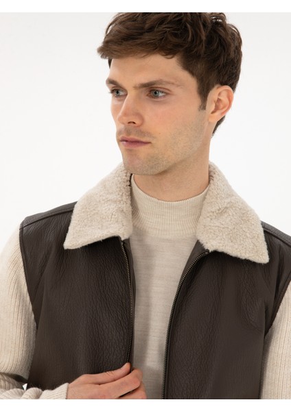 Erkek Kahverengi Deri Mont 50308736-VR029 fiyatları