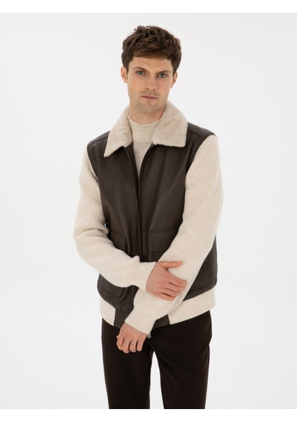 Erkek Kahverengi Deri Mont 50308736-VR029 modelleri