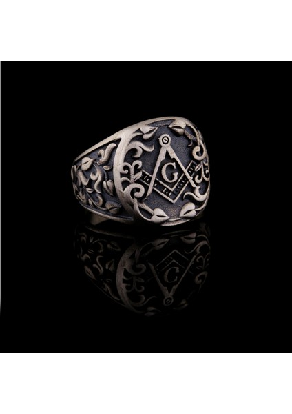 925 Ayar Gümüş Yaprak Desenli Mason Erkek Yüzük fiyatları