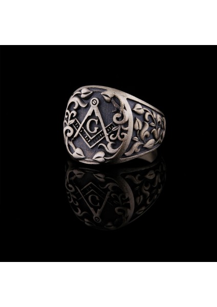 925 Ayar Gümüş Yaprak Desenli Mason Erkek Yüzük modelleri