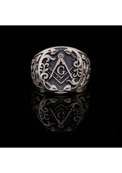 925 Ayar Gümüş Yaprak Desenli Mason Erkek Yüzük indirimleri