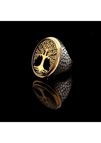 925 Ayar Gümüş Hayat Ağacı Erkek Yüzük