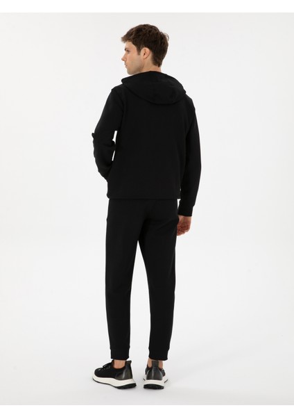 Erkek Siyah Slim Fit Pamuk Karışımlı Paçası Lastikli Eşofman Altı 50311677-VR046 indirimleri