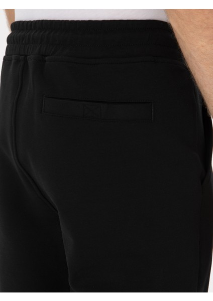 Erkek Siyah Slim Fit Pamuk Karışımlı Paçası Lastikli Eşofman Altı 50311677-VR046