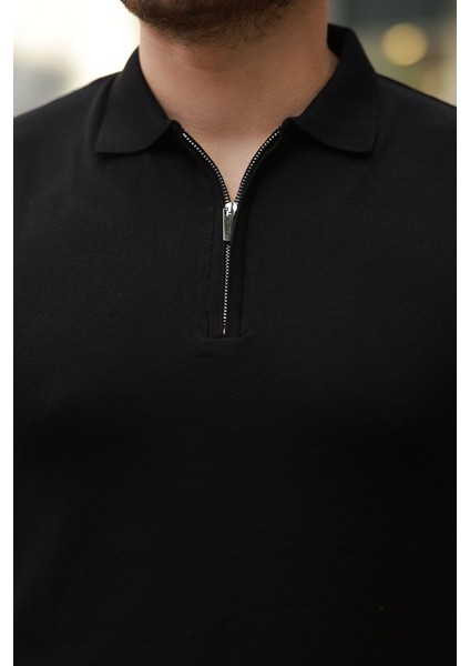 Erkek Fermuar Yakalı Kısa Kollu Tişört modelleri