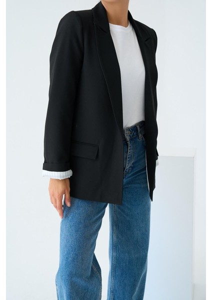 Astarı Çizgili Ceket - Siyah indirimleri