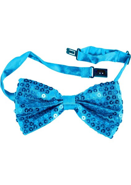 Gece Işıltısı Açık Mavi Turkuaz Payetli Pullu Papyon 7x2 cm (5047) fiyatları